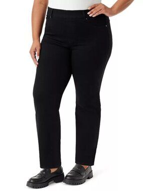 NWT Plus Size Gloria Vanderbilt Shape Effect Pull On Straight Jeans, 24WS, Black
